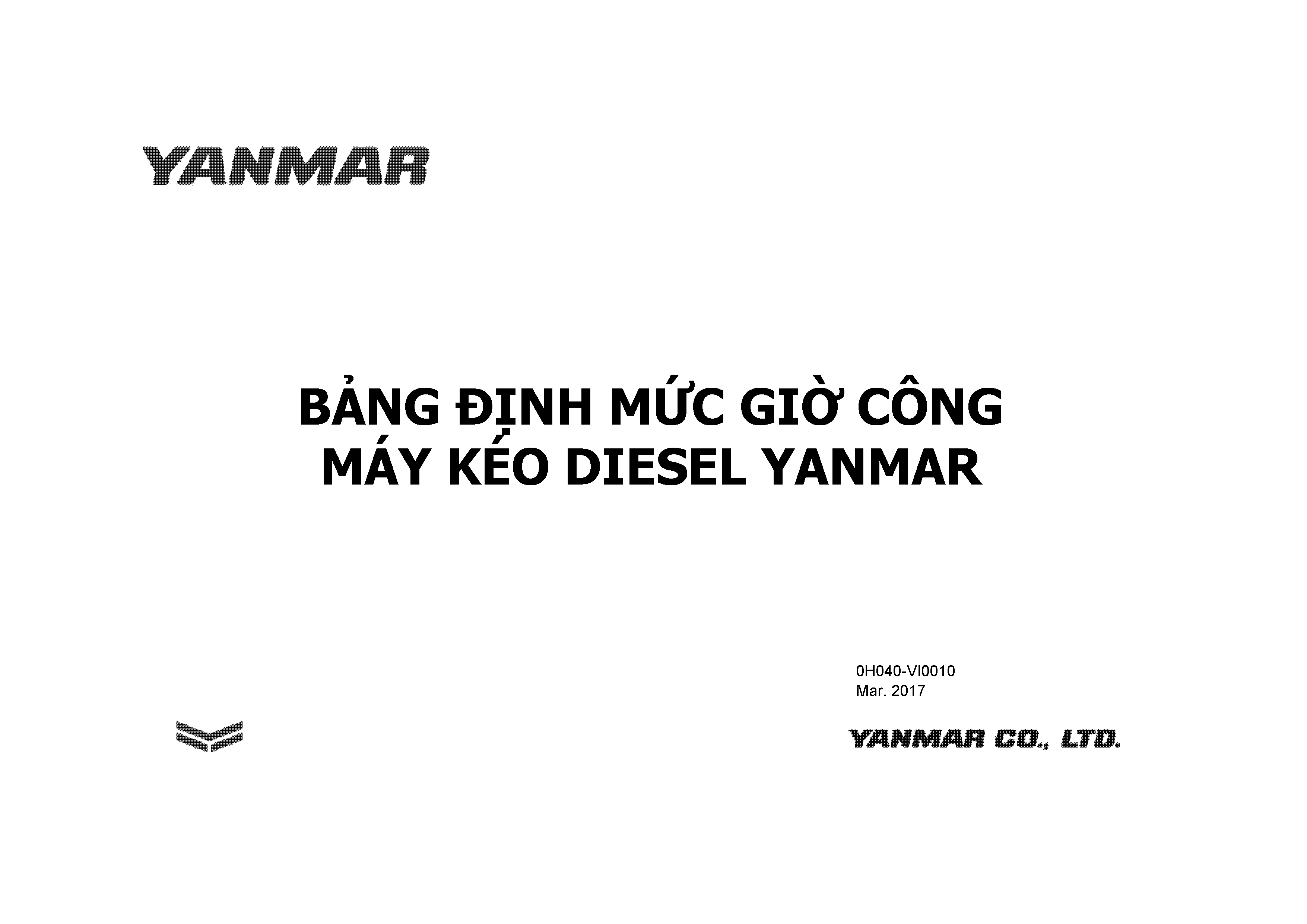 Bảng định mức giờ công máy kéo Yanmar